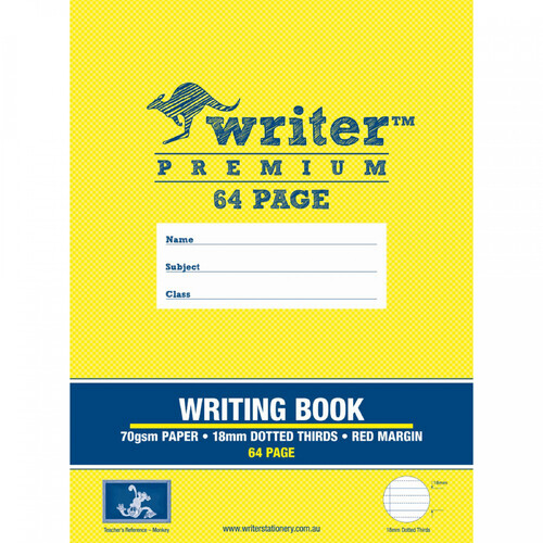 Writer Premium Writing Book 330x245mm 64pg 18mm dotted thirds + margin (Monkey)